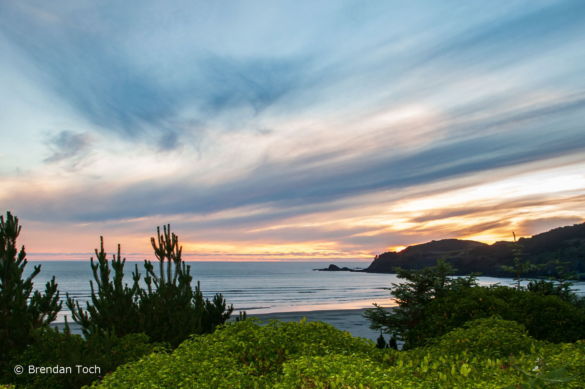 Newport, Oregon - Looking over the Pacific Ocean after a long peaceful day at the coast.