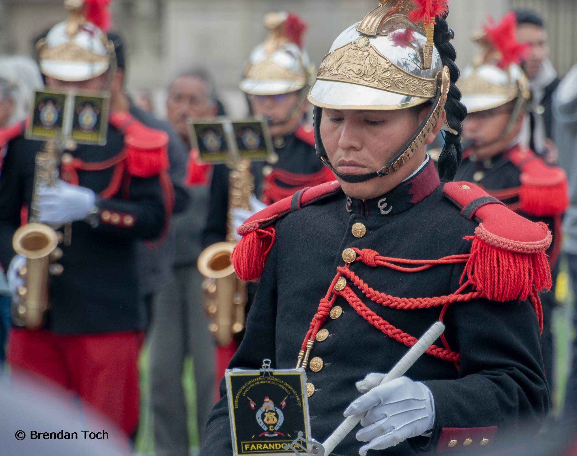 Lima, Peru - Peruvian marching band playing in the city square.